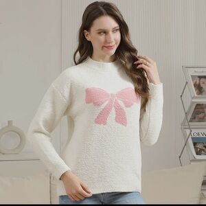 PINK Victoria's Secret Cream Sweater with Pink Bow